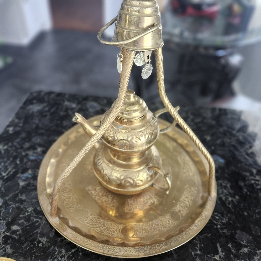 vintage brass Turkish tea Set - Picture 4 of 9
